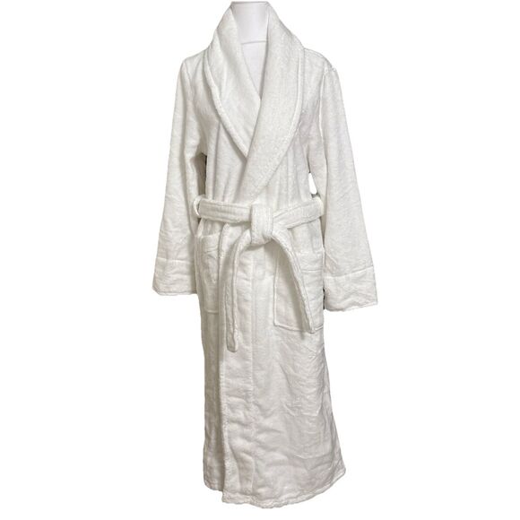 Company Store Robe Womens Small White 100% Cotton Terry Pockets NWOT - Picture 1 of 7